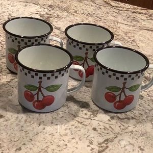 Mary Engelbreit enamelware Cherries cups/mugs